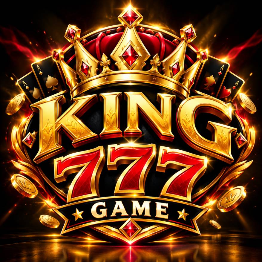 KING 777 Game royal gold crown logo with red 777 design and premium gaming badge